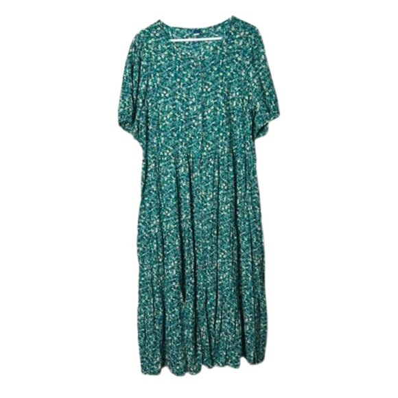 Old Navy Dresses & Skirts - Old Navy green floral tiered maxi prairie dress womens XL